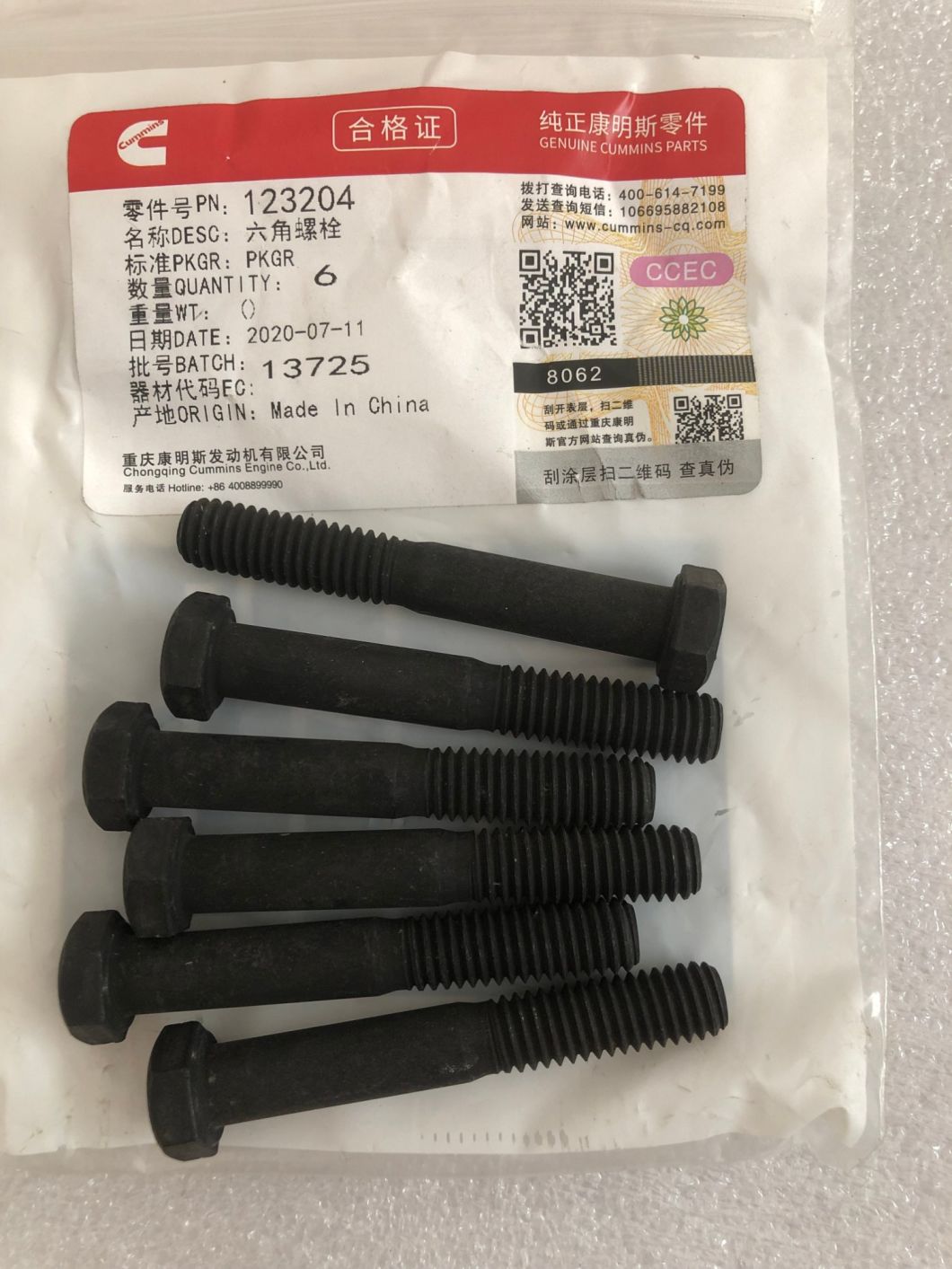 123204 Болт из чугуна для дизельного двигателя